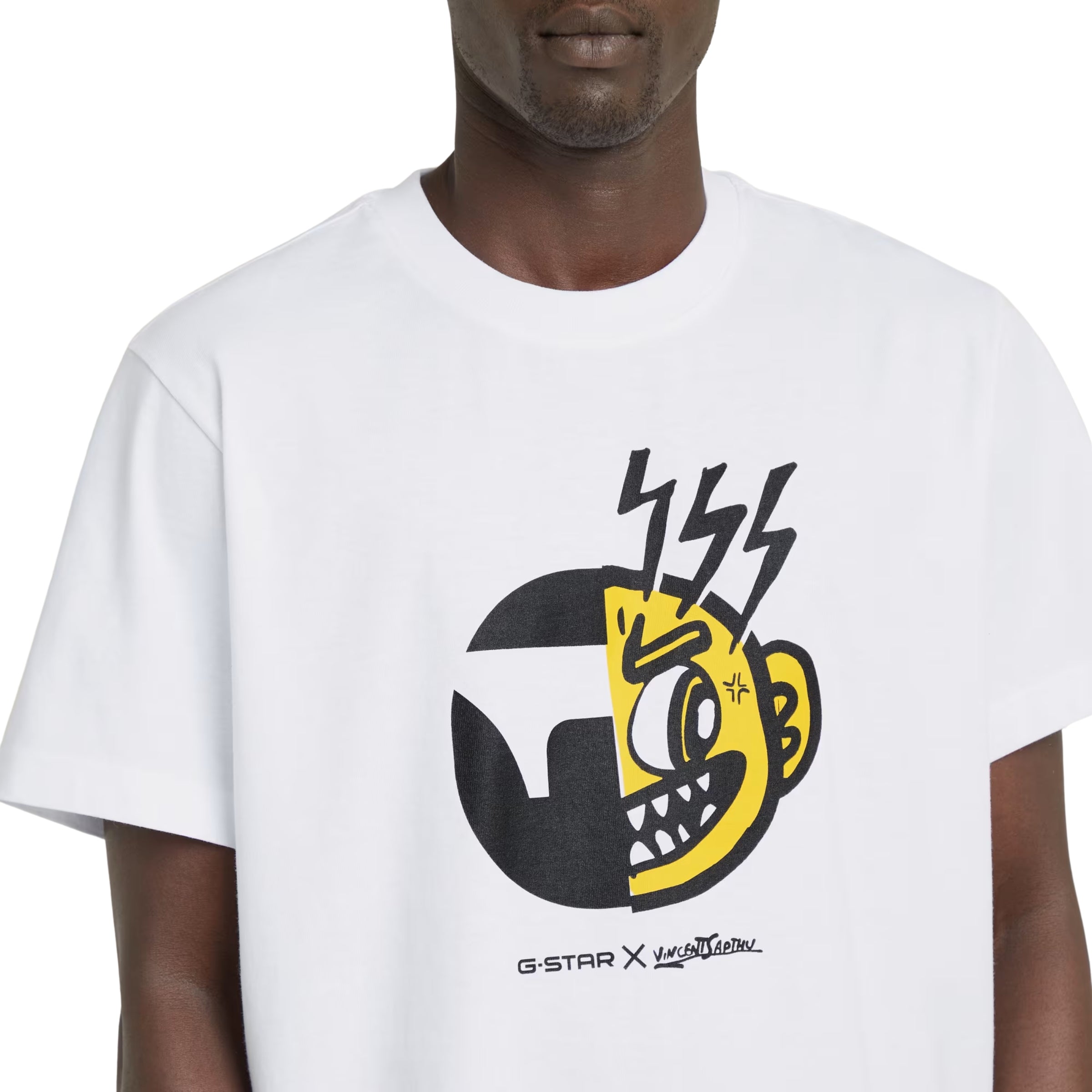 G-Star T-Shirt Face Cartoon White